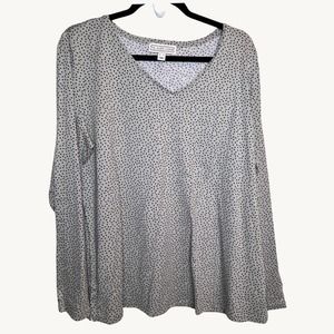 The Muses Lounge Loungewear Long Sleeve Tee Grey Polka dot Cotton Blend